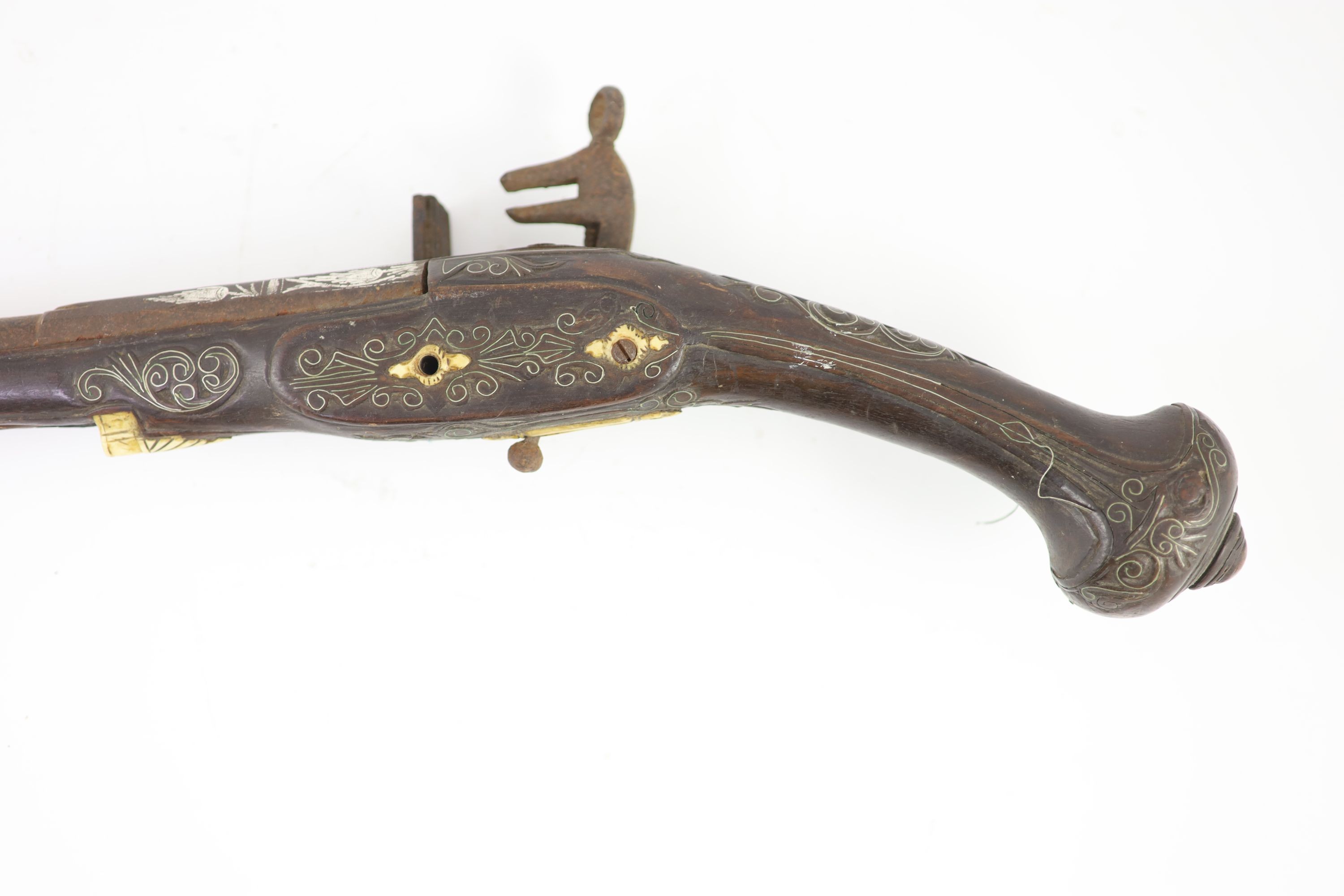 A Turkish market flintlock pistol, length 54cm